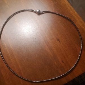 Pandora black leather cord necklace 22" long/ FINAL PRICE!